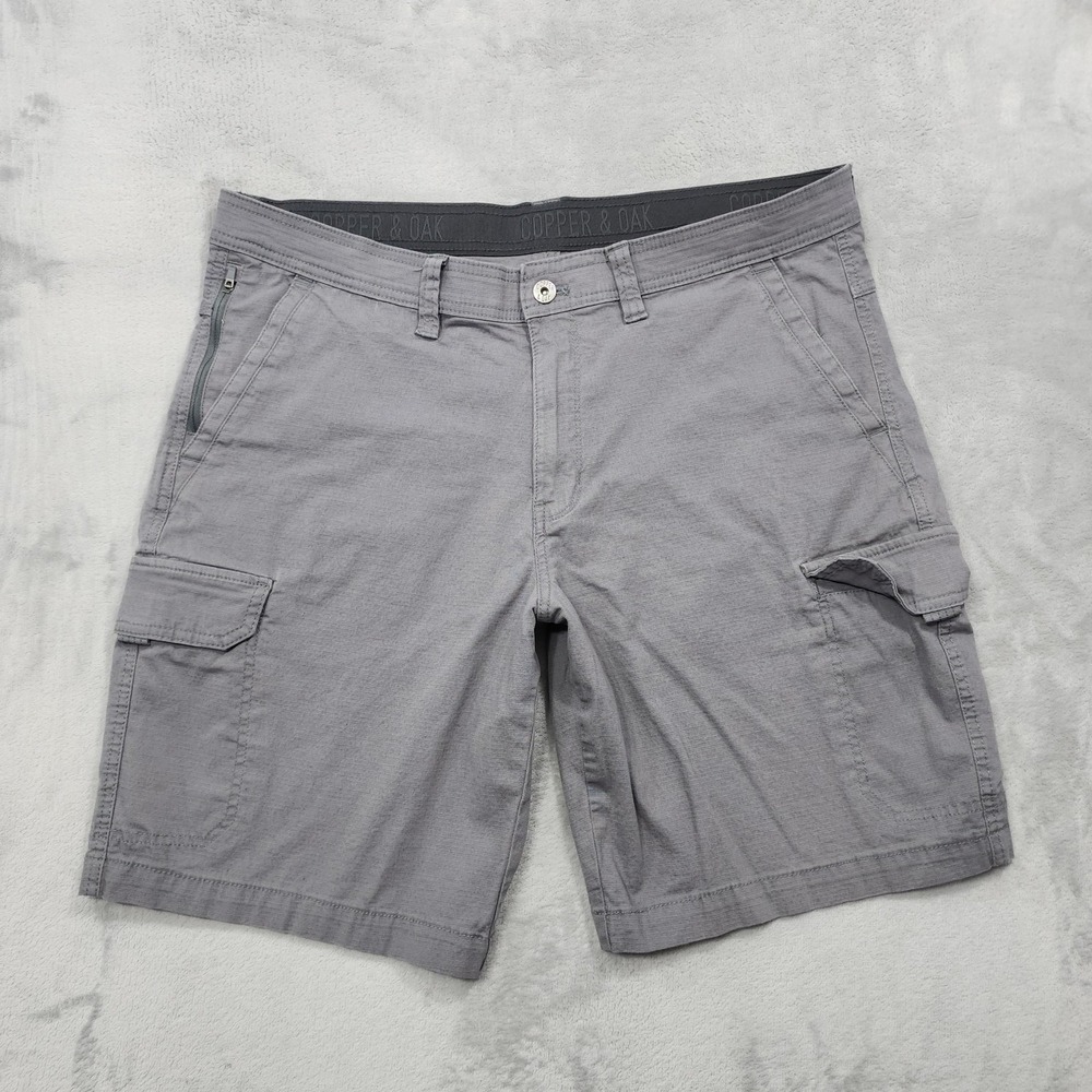 Copper & Oak Shorts Mens 36 Gray Stretch Cargo Canvas Utility Casual Outdoor